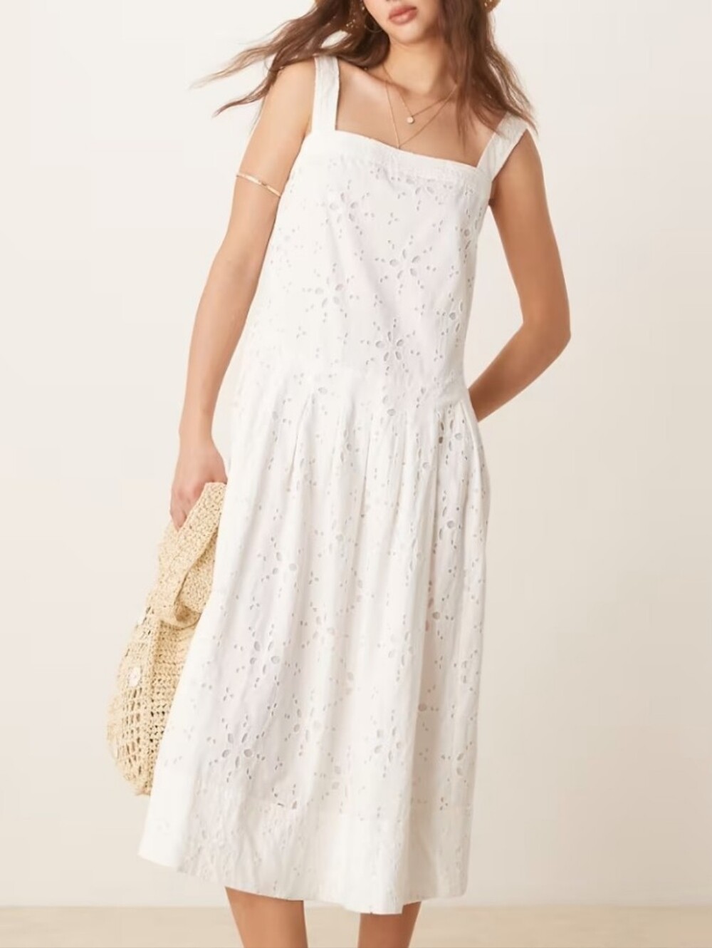 Free People Primavera Eyelet Detail Bodice Midi Dress Size Large